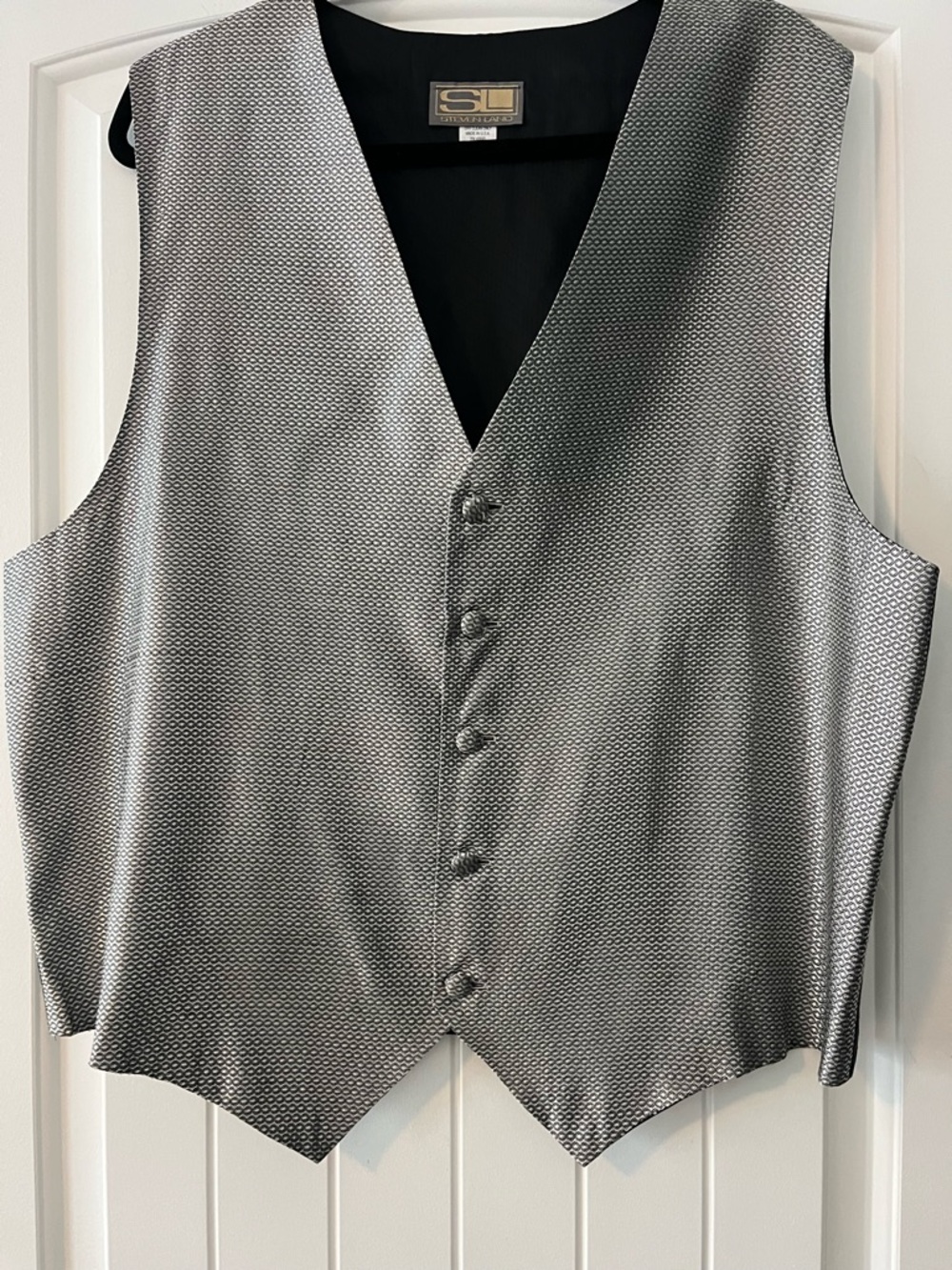 Steven Land Silver Tuxedo Vest with Bow Tie